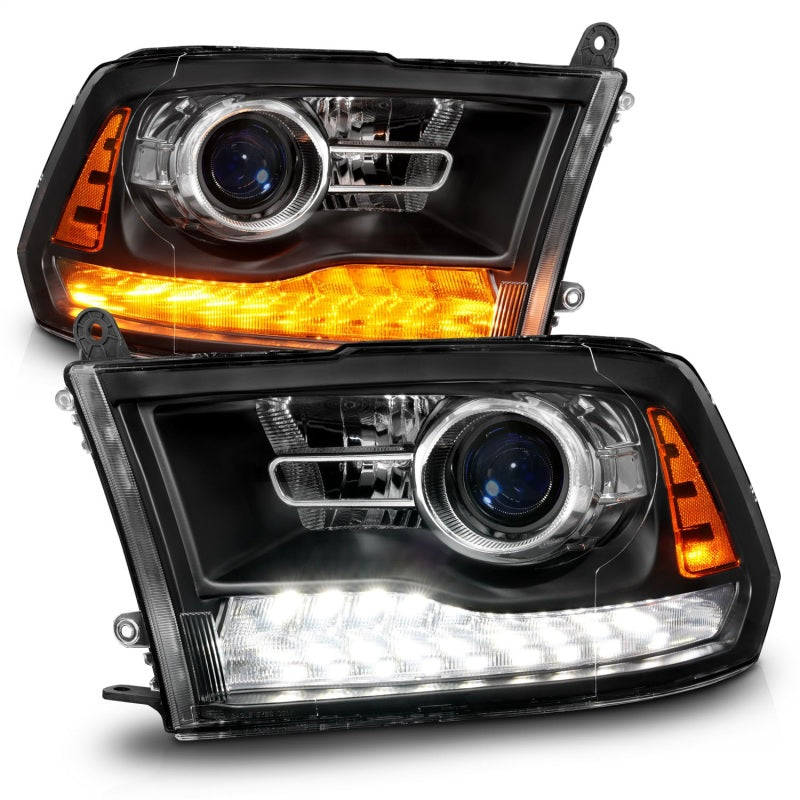 ANZO Projector Sequential Headlights, Matte Black Housing, Clear Lens - 2009-2018 Ram 1500, 2010-2018 Ram 2500/3500 (For all models) - ANZO part 111609 view 2