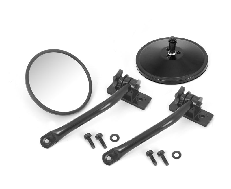 Rugged Ridge Black Round Quick Release Mirror for 1997-2018 Jeep Wrangler - view 2