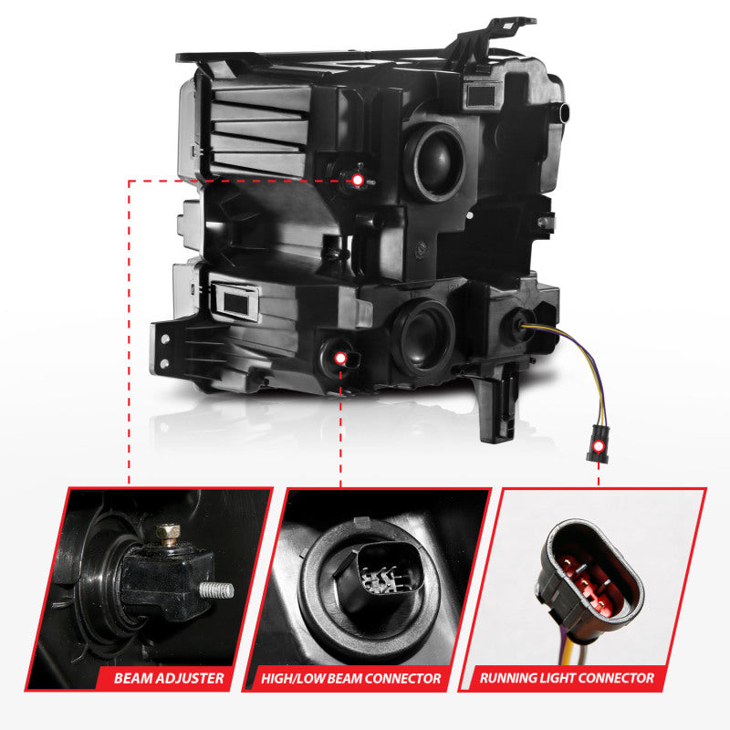 ANZO LED Projector Light Bar Switchback Sequential Headlights (Passenger Side), Black - 2019-2022 Chevy Silverado 1500 - ANZO part 111566-R view 5