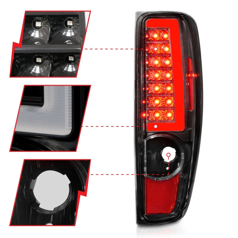 ANZO LED C-Bar Tail Lights, Black - 2004-2012 Chevy Colorado, 2004-2012 GMC Canyon - ANZO part 311382 view 2