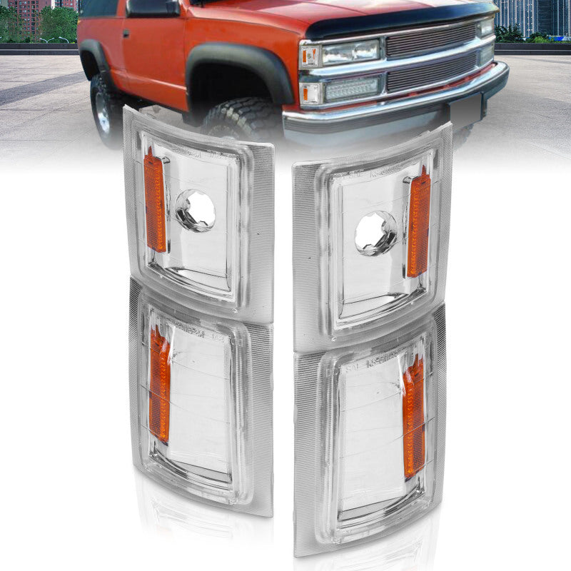 ANZO Corner Lights, Clear Lens, Amber Reflector - 1994 Chevy Blazer, 1994-1999 Chevy C/K 1500 & Suburban, 1994-2000 Chevy C/K 2500 & C/K 3500, 1995-1999 Chevy Tahoe - ANZO part 521041