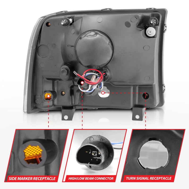 ANZO Crystal Headlights, Black - 2000-2004 Ford Excursion, 1999-2004 Ford F-250/F-350 - ANZO part 111106 view 6