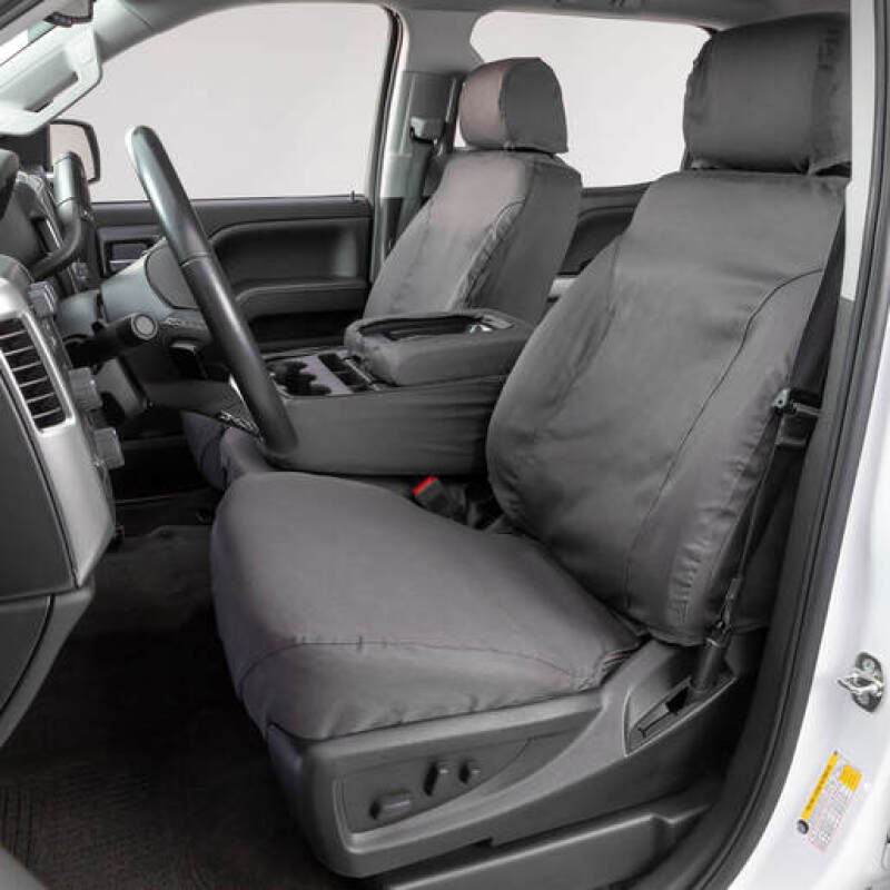 Covercraft 17-19 Chevrolet Silverado Polycotton SeatSaver Custom Front Row Seat Covers - Grey - SS2517PCGY - view 3
