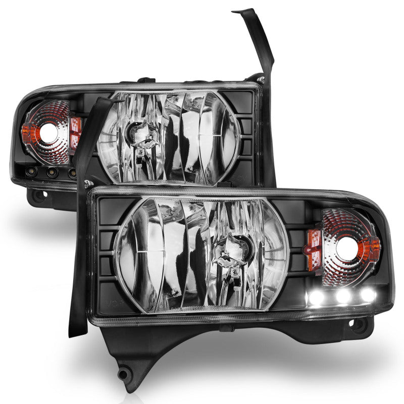 ANZO Crystal Headlights w/ LED Accent, Black - 1994-2001 Ram 1500, 1994-2002 Ram 2500/3500 - ANZO part 111205 view 3