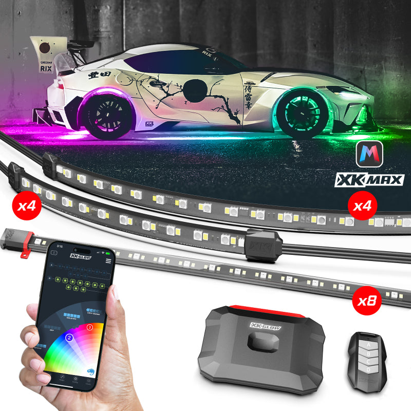 XKGLOW XKmax RGBW 16pc Addressable Car Underglow + Interior + Wheel Kit - MX-CAR-PRO