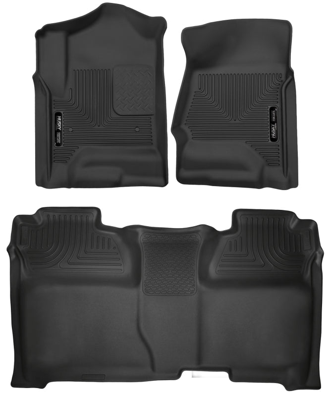 Husky Liners X-act Contour Floor Liners - Chevy Silverado & GMC Sierra 1500 - 14-18 Chevrolet Silverado Crew Cab X-Act Contour Front & Second Seat Floor Liners (part 53908)