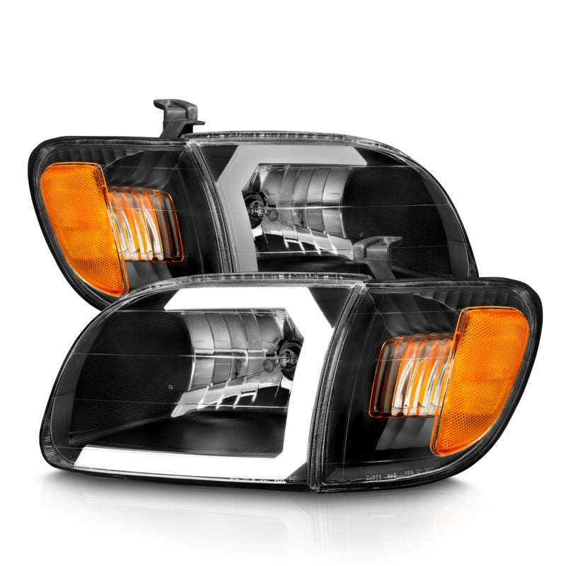 ANZO Crystal Plank Style Headlights w/ Corner Lights, Black - 2000-2004 Toyota Tundra - ANZO part 111579 view 2