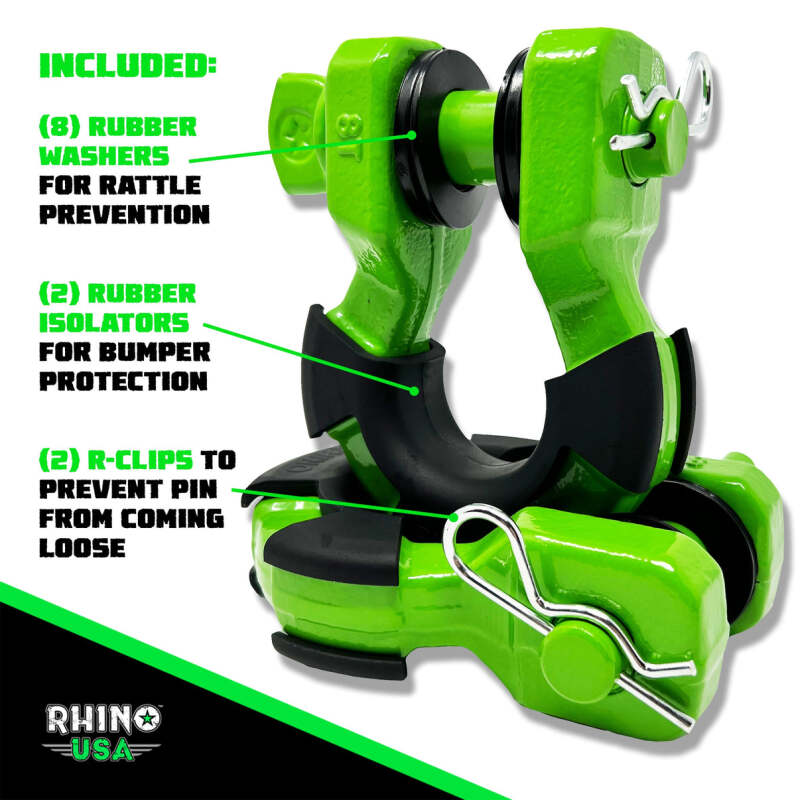 Rhino USA 8T Super Shackle 2-Pack (Green) - SUPERSHACK-GRN - view 2