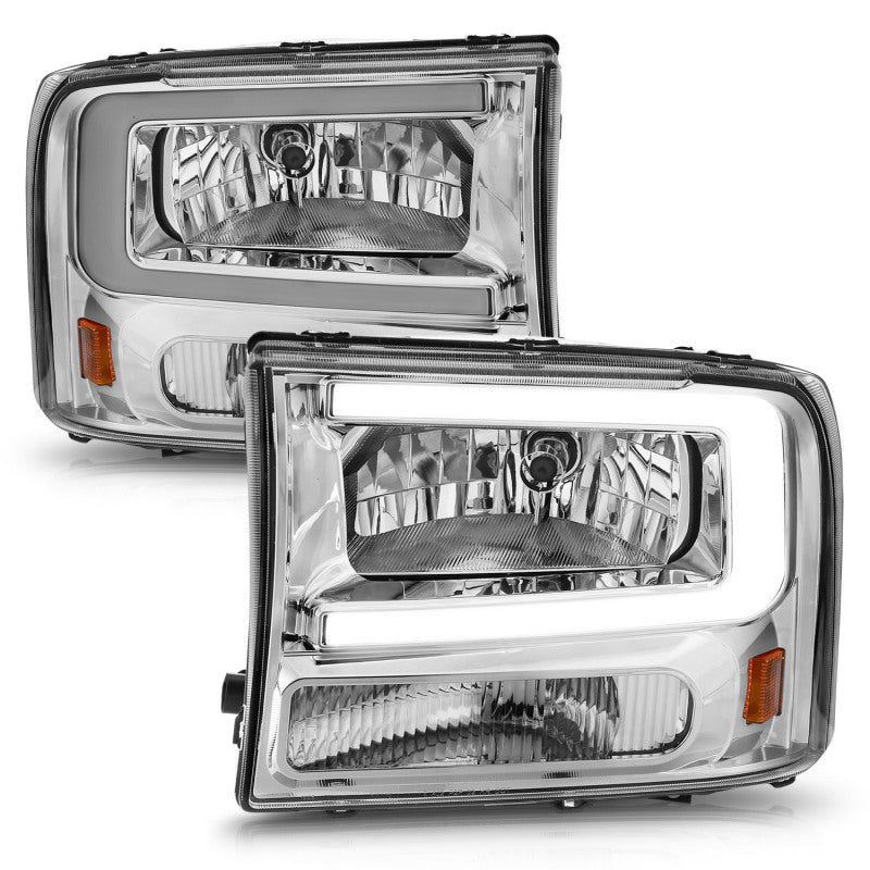 ANZO Crystal Plank Style Headlights, Chrome - 2000-2004 Ford Excursion, 1999-2004 Ford F-250/F-350 - ANZO part 111550 view 2
