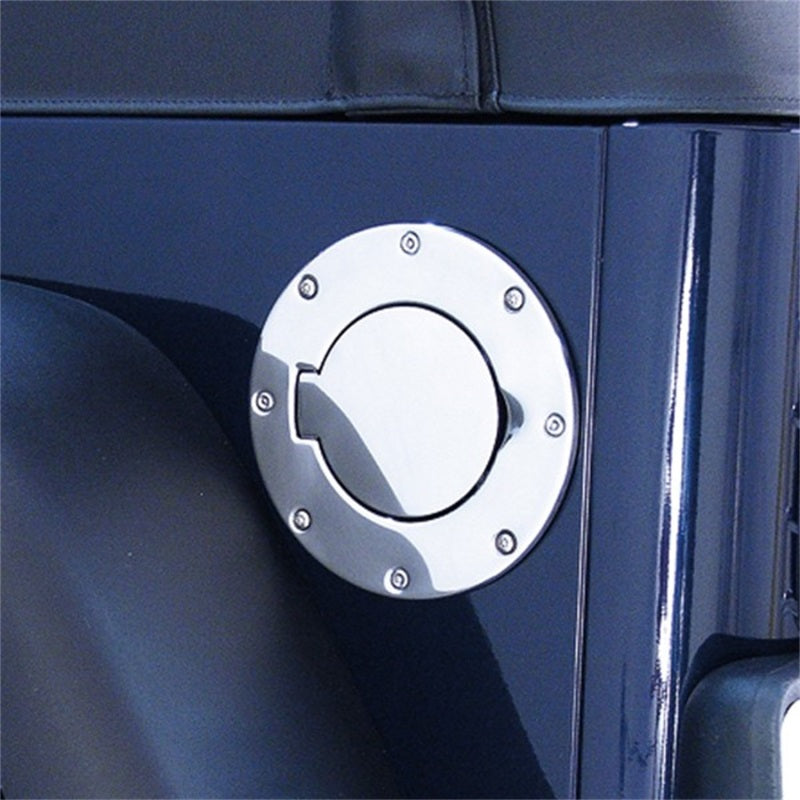 Rugged Ridge Stainless Steel Non-Locking Gas Cap Door for 1997-2006 Jeep Wrangler TJ - view 3