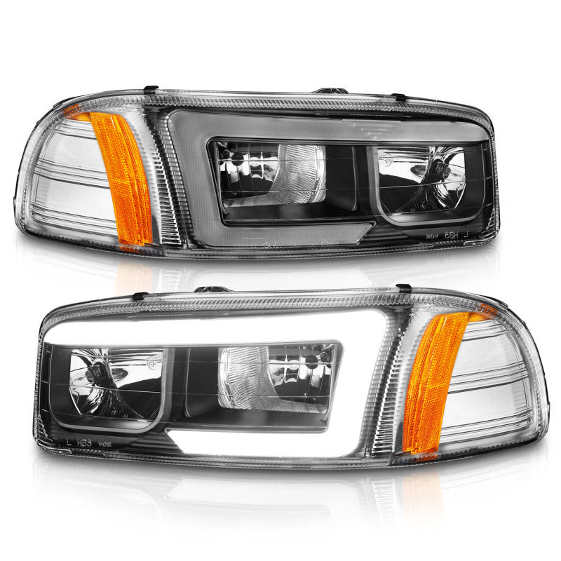 ANZO Crystal Plank Style Headlights, Black - 1999-2006 & 2007 Classic GMC Sierra 1500, 2000-2006 GMC Yukon & Yukon XL - ANZO part 111522 view 2