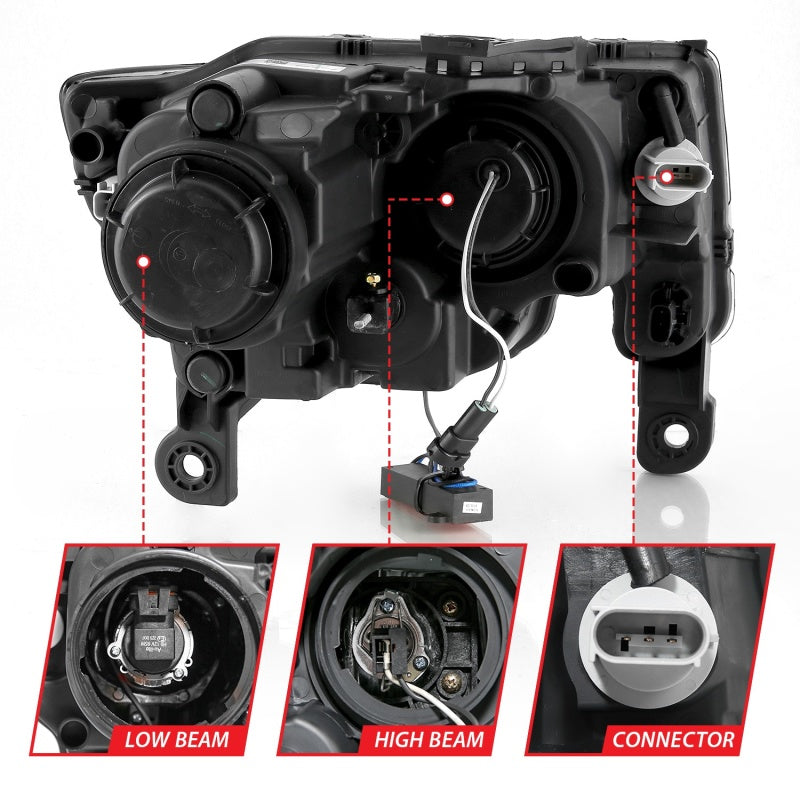 ANZO Projector Plank Style Switchback Headlights, Black - 2017-2022 Jeep Grand Cherokee (Not for HID models) - ANZO part 111418 view 5