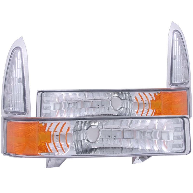 ANZO Euro Parking/Signal Lights, Chrome, Amber Reflector - 2000-2004 Ford Excursion, 1999-2004 Ford F-250/F-350 - ANZO part 511039
