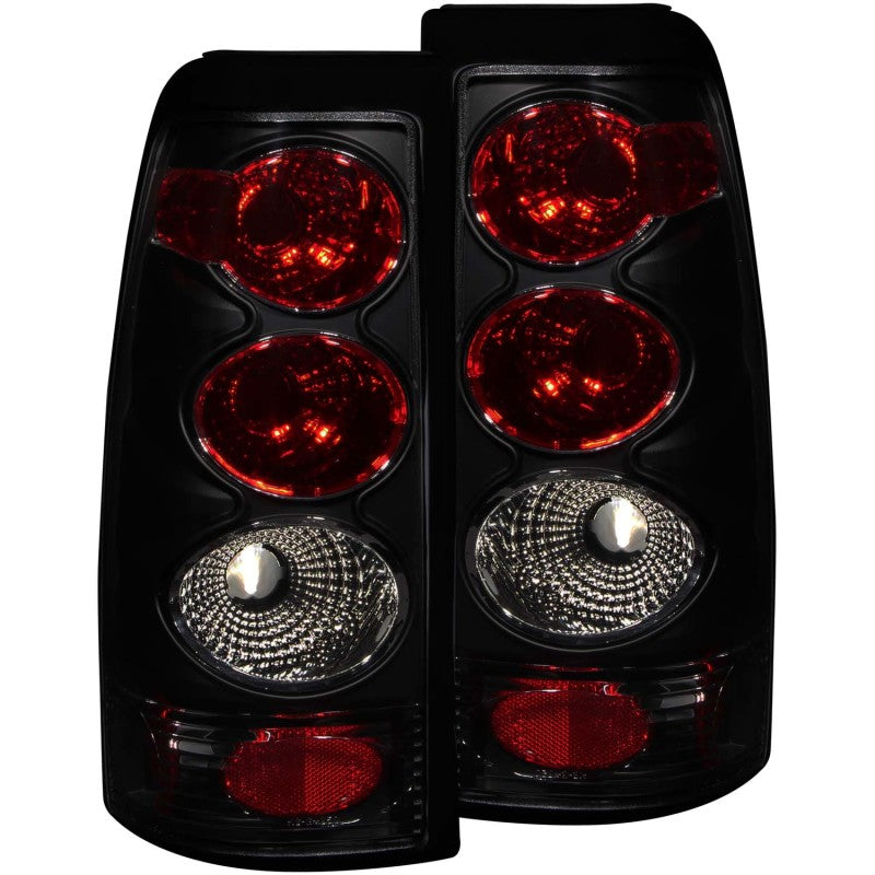 ANZO Euro Tail Lights, Chrome Housing, Dark Smoke Lens - 1999-2002 Chevy Silverado 1500/2500, 2001-2003 Chevy Silverado 3500, 1999-2006 GMC Sierra 1500/2500 - ANZO part 211160
