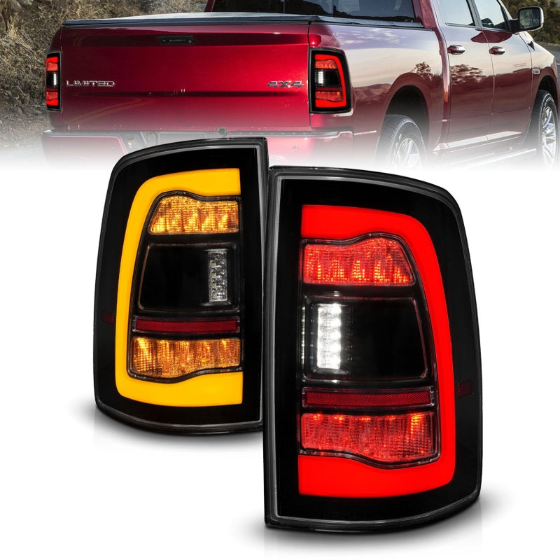 ANZO LED Sequential Tail Lights, Black Housing, Smoke Lens - 2009-2018 Ram 1500, 2010-2018 Ram 2500/3500 (For all models) - ANZO part 311472