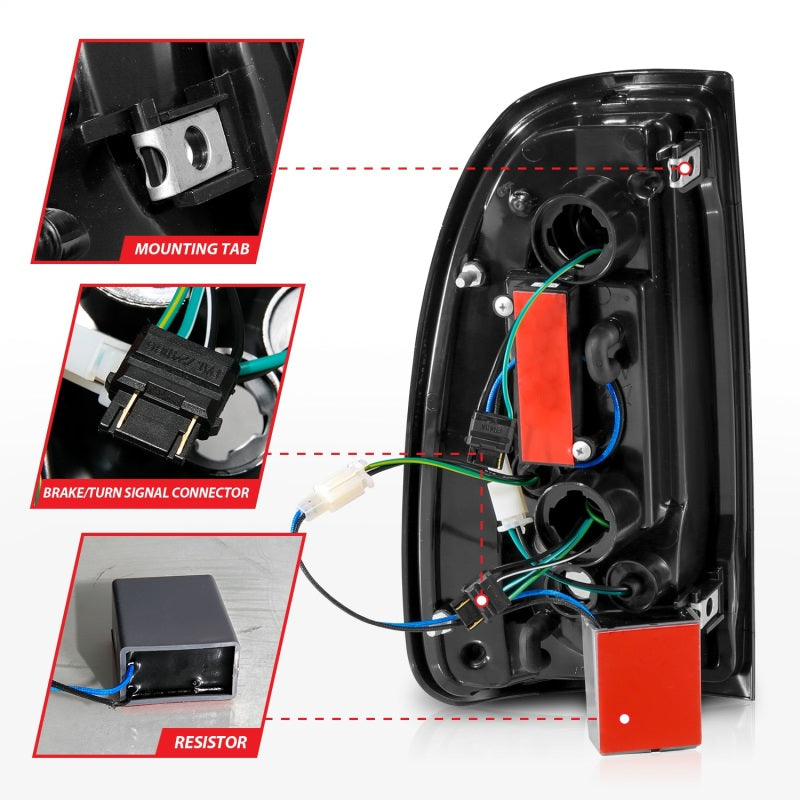 ANZO LED Light Bar Tail Lights, Black Housing, Clear Lens - 2000-2006 Toyota Tundra (Std bed regular cab, access cab) - ANZO part 311411 view 4