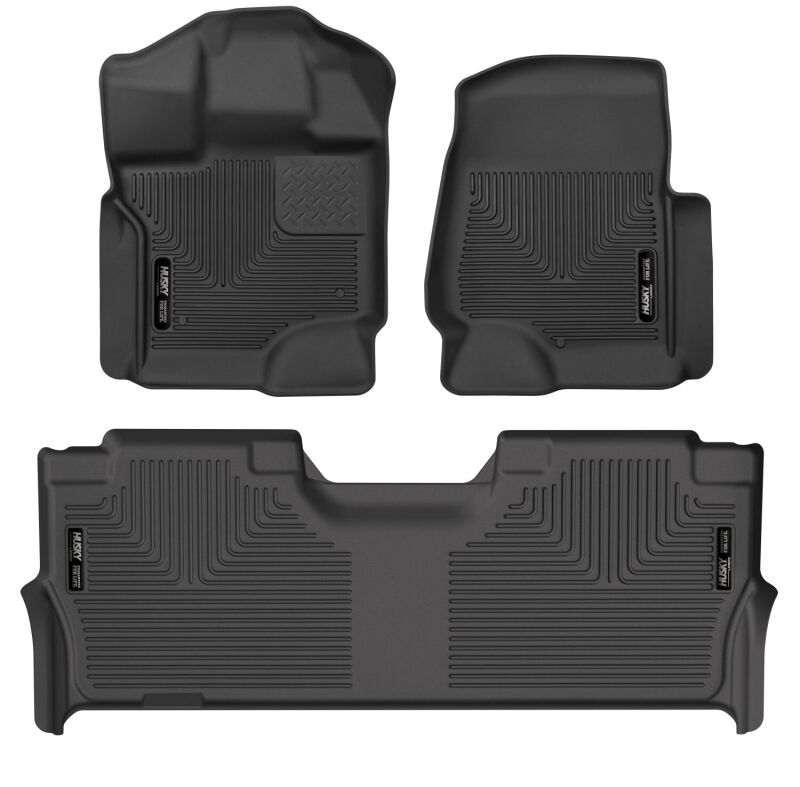 Husky Liners X-act Contour Floor Liners - Ford F-150 - 21-23 Ford F-150 CC SC X-Act Contour Front & Second Row Seat Floor Liners - Black (part 53468)