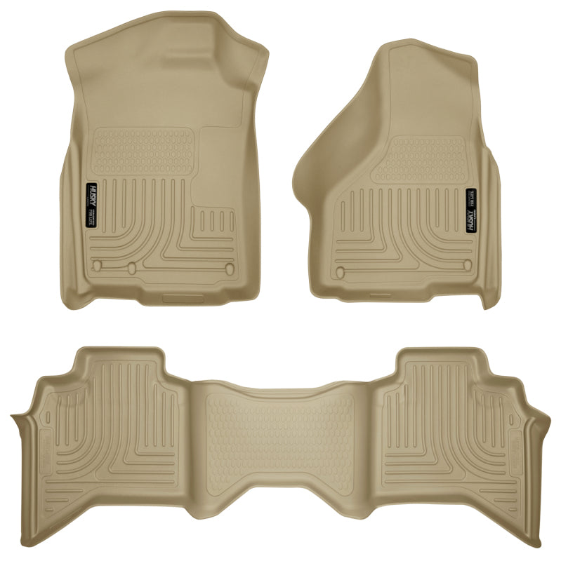 Husky Liners WeatherBeater Floor Liners - 03-08 Dodge Ram 1500/2500/3500 Quad Cab WeatherBeater Combo Tan Floor Liners