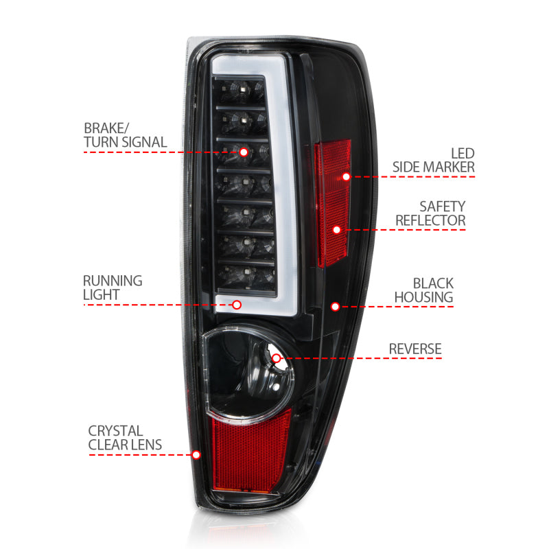 ANZO LED C-Bar Tail Lights, Black - 2004-2012 Chevy Colorado, 2004-2012 GMC Canyon - ANZO part 311382 view 5