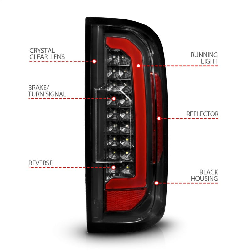 ANZO LED Light Bar Tail Lights, Black Housing, Clear Lens - 2015-2022 GMC Canyon - ANZO part 311434 view 4