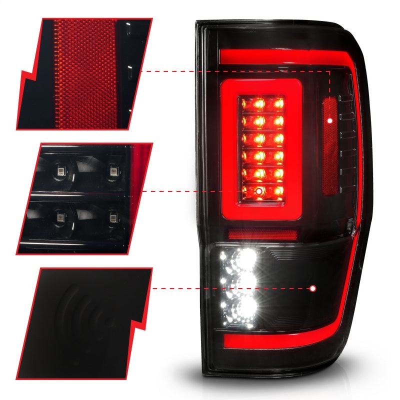 ANZO Full LED Sequential Tail Lights, Black Housing, Smoke Lens - 2019-2023 Ford Ranger (For all models) - ANZO part 311447 view 3