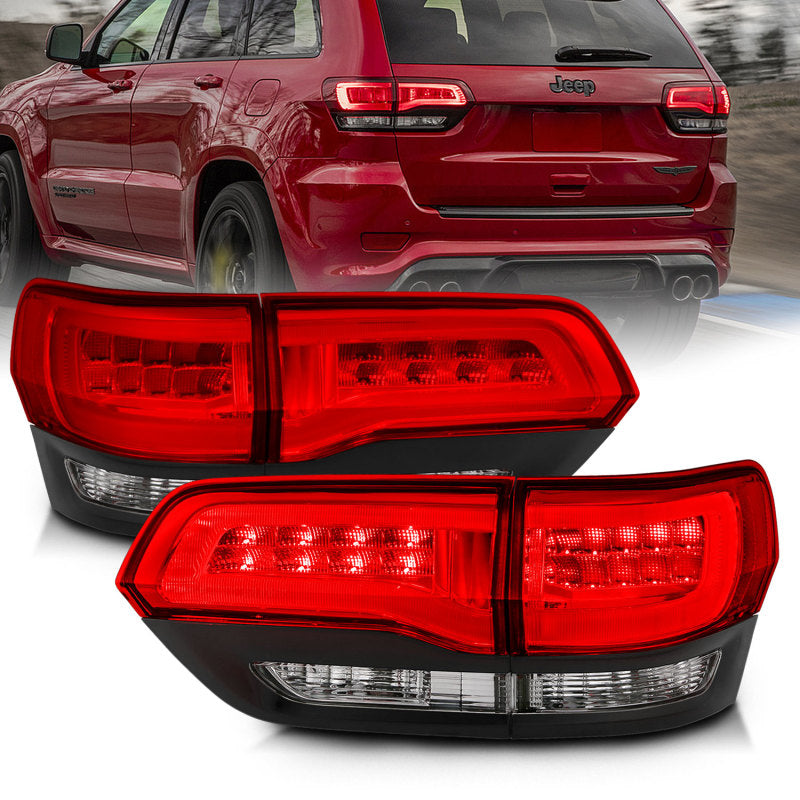 ANZO LED Tail Lights, Red/Clear Lens, Black Trim - 2014-2022 Jeep Grand Cherokee - ANZO part 311268
