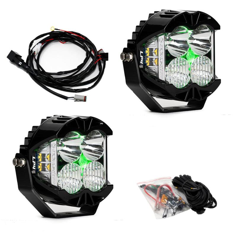 Baja Designs LP4 Pro LED Light Pods - LP4 Pro Driving/Combo LED - Green Backlight (Pair) (part 297816)