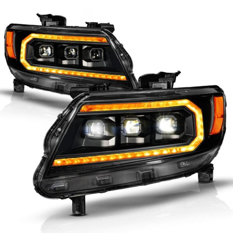 ANZO Full LED Projector Sequential Headlights w/ Amber DRL & Initiation Lighting, Black - 2015-2022 Chevy Colorado - ANZO part 111641