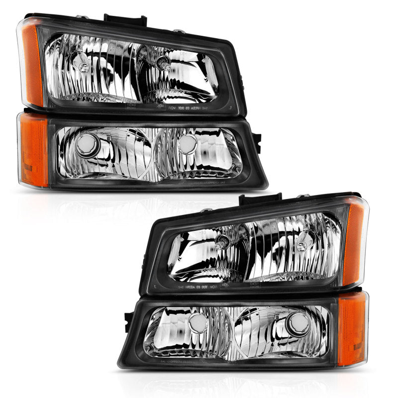 ANZO Crystal Headlights w/ Parking/Signal Lights, Black - 2003-2006 Chevy Silverado 1500 - ANZO part 111452