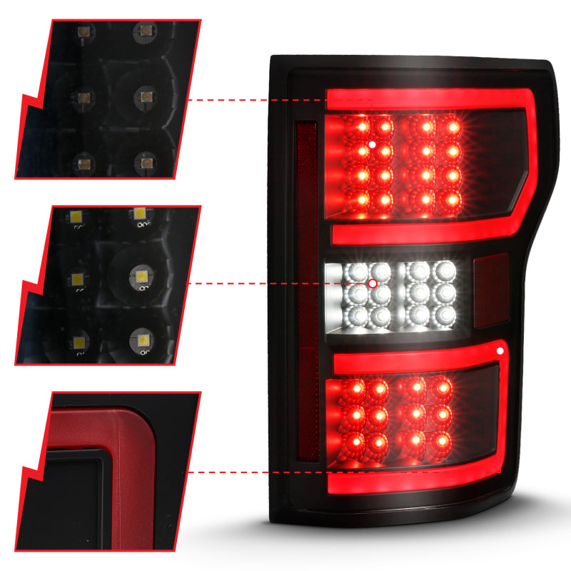 ANZO Full LED Light Bar Sequential Tail Lights, Black - 2018-2020 Ford F-150 - ANZO part 311314 view 3