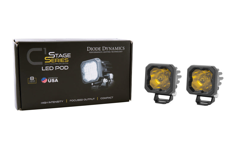 Diode Dynamics Stage Series C1 LED Pod Sport - Yellow Wide Standard ABL (Pair) - DD6443P - view 5