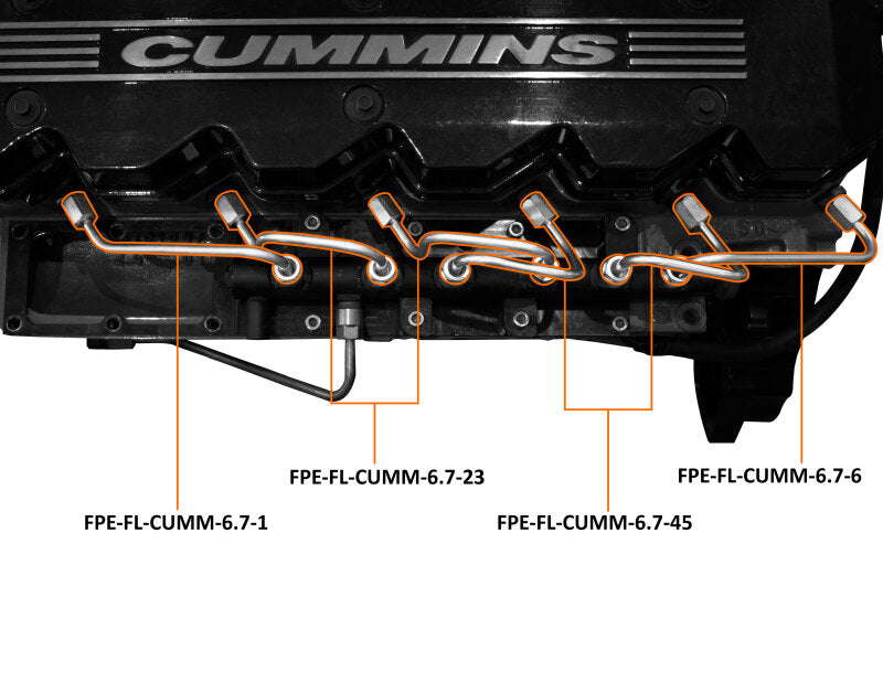 Fleece Performance High Pressure Injection Line Set (Set of 6) - 2007.5-2018 Dodge/Ram 2500/3500 6.7L Cummins - Fleece part FPE-FL-CUMM-6.7-SET view 3