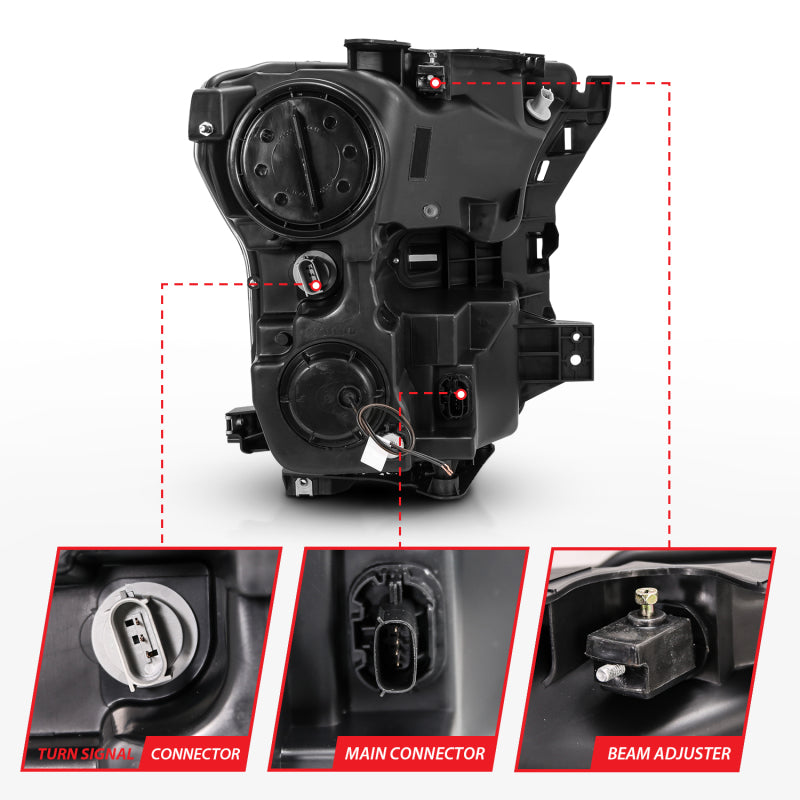 ANZO Projector Plank Style Switchback Headlights, Black - 2015-2017 Ford F-150 (For halogen models only) - ANZO part 111357 view 4