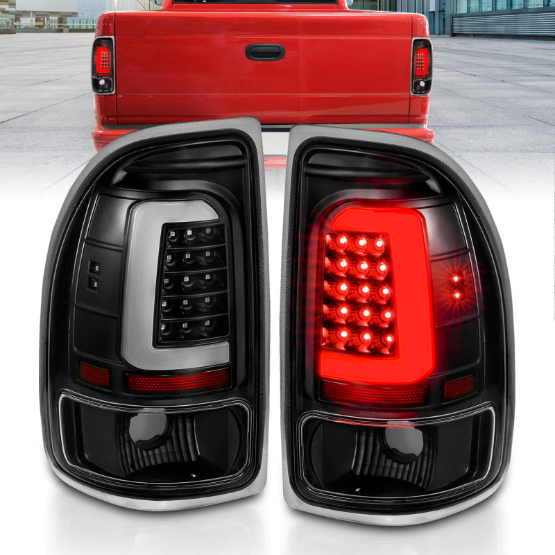 ANZO LED Light Bar Tail Lights, Black - 1997-2004 Dodge Dakota - ANZO part 311347