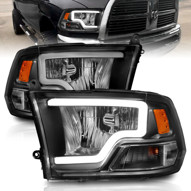 ANZO Crystal C-Bar Headlights, Black - 2009-2018 Ram 1500, 2010-2018 Ram 2500/3500 (For dual light models) - ANZO part 111515