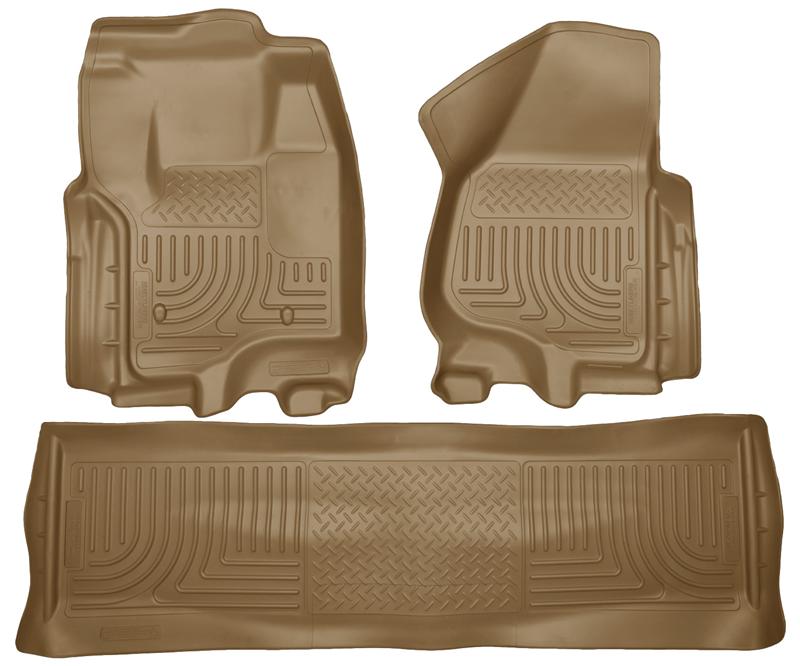 Husky Liners WeatherBeater Floor Liners - Ram 2500/3500, Ford Super Duty & GM 2500HD/3500HD - 2012.5 Ford SD Crew Cab WeatherBeater Combo Tan Floor Liners (w/o Manual Trans Case) (part 99713)