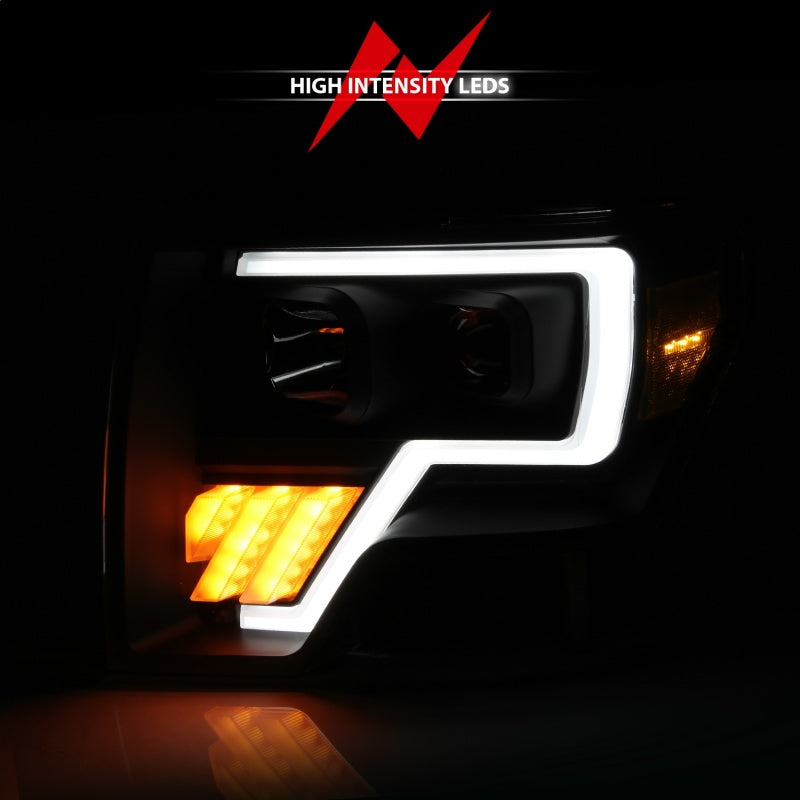 ANZO Projector Plank Style LED Signal Headlights, Black - 2009-2014 Ford F-150 (For halogen model) - ANZO part 111445 view 5