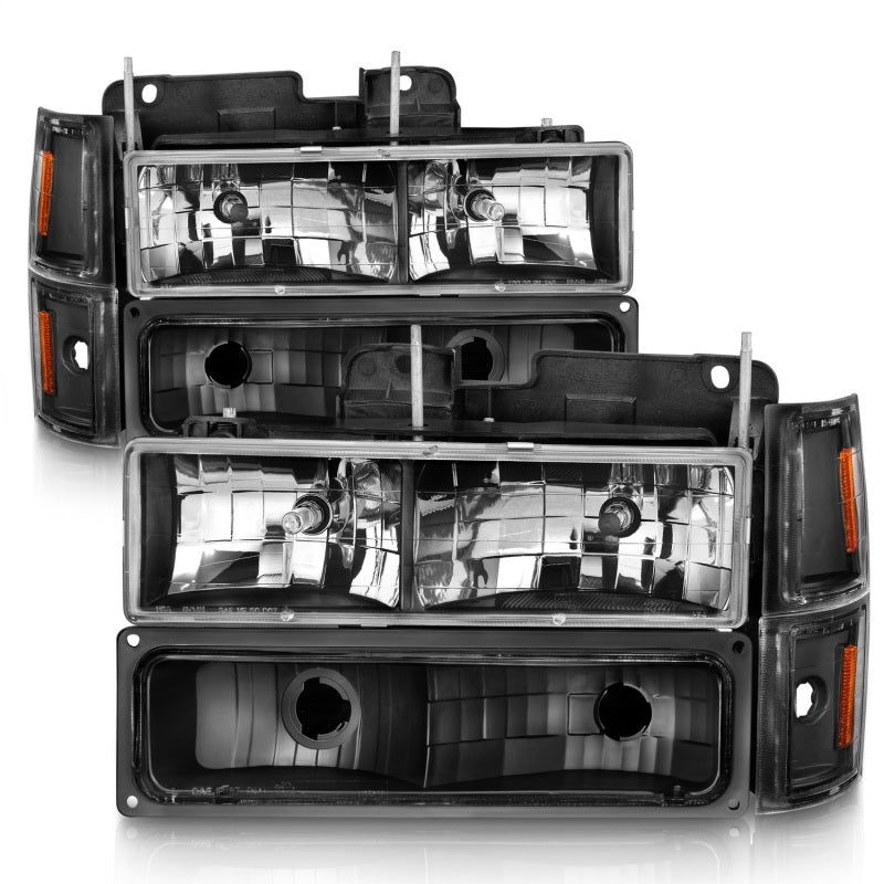 ANZO Crystal Headlights w/ Signal & Side Markers, Black - 1994-1998 Chevy C/K 1500 & C/K 2500, 1994-2000 Chevy C/K 3500, 1994-1999 Chevy Suburban, 1995-1999 Chevy Tahoe, 1994 Chevy Blazer - ANZO part 111505 view 2