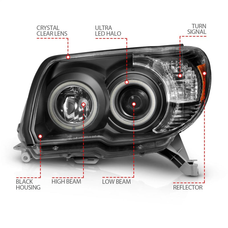ANZO Projector RX Halo Headlights, Black, No Bulbs - 2006-2009 Toyota 4Runner - ANZO part 111320 view 5