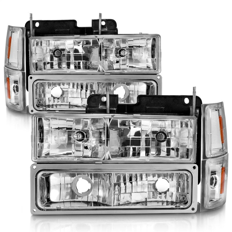 ANZO Crystal Headlights w/ Signal & Side Markers, Chrome - 1994-1998 Chevy C/K 1500 & C/K 2500, 1994-2000 Chevy C/K 3500, 1994-1999 Chevy Suburban, 1995-1999 Chevy Tahoe, 1994 Chevy Blazer - ANZO part 111506 view 2