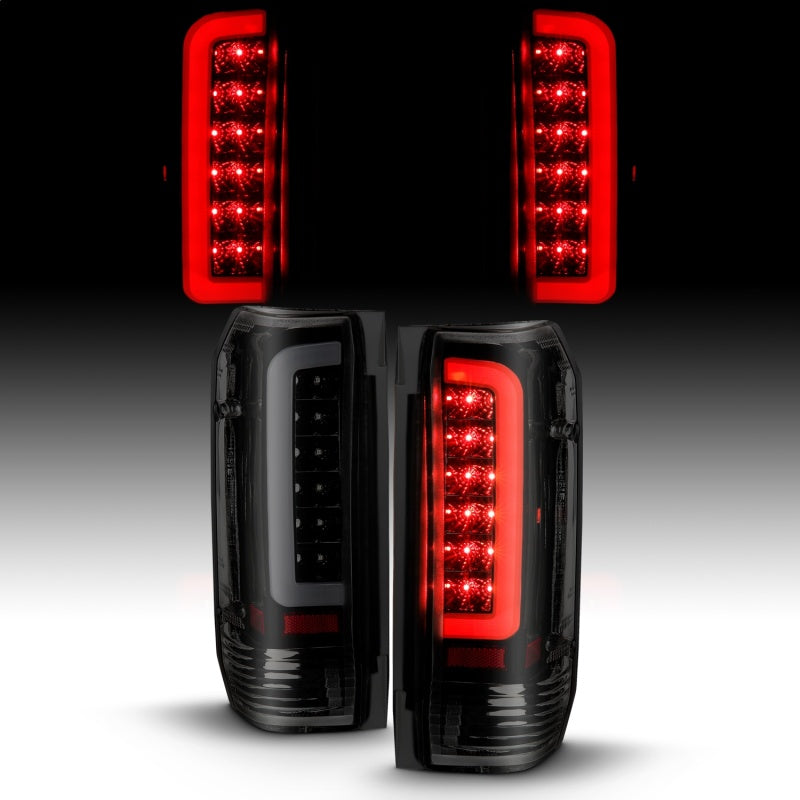 ANZO LED C-Bar Tail Lights, Black Housing, Smoke Lens - 1987-1996 Ford F-150 & Bronco, 1989-1998 Ford F-250/F-350/F-450 - ANZO part 311351 view 6