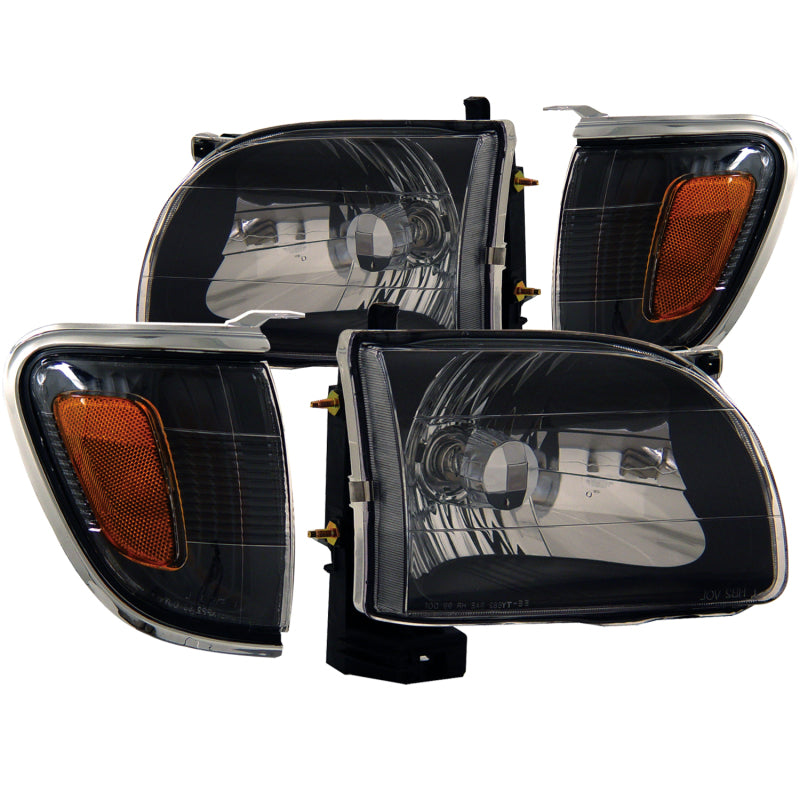 ANZO Crystal Headlights w/ Corner Lights, Black - 2001-2004 Toyota Tacoma - ANZO part 121190