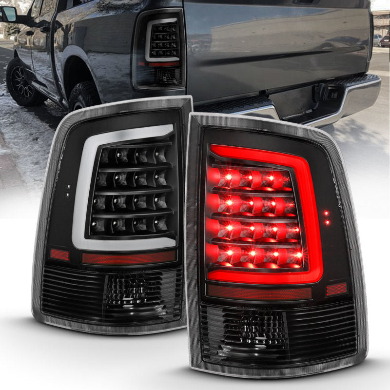 ANZO LED C-Bar Tail Lights, Black - 2009-2018 Ram 1500, 2010-2018 Ram 2500/3500 (Not for OE LED tail light models) - ANZO part 311318