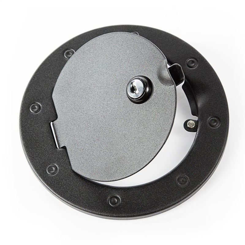 Rugged Ridge Textured Black Locking Gas Cap Door for 2007-2018 Jeep Wrangler JK - view 3