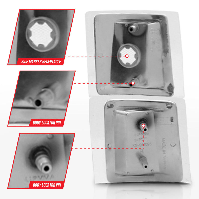 ANZO Corner Lights, Clear Lens, Amber Reflector - 1994 Chevy Blazer, 1994-1999 Chevy C/K 1500 & Suburban, 1994-2000 Chevy C/K 2500 & C/K 3500, 1995-1999 Chevy Tahoe - ANZO part 521041 view 4