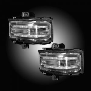 Recon Lighting  Superduty Side Mirror Lenses (2-Piece Set) w/ WHITE LED Running Lights AMBER Flashing LED Turn